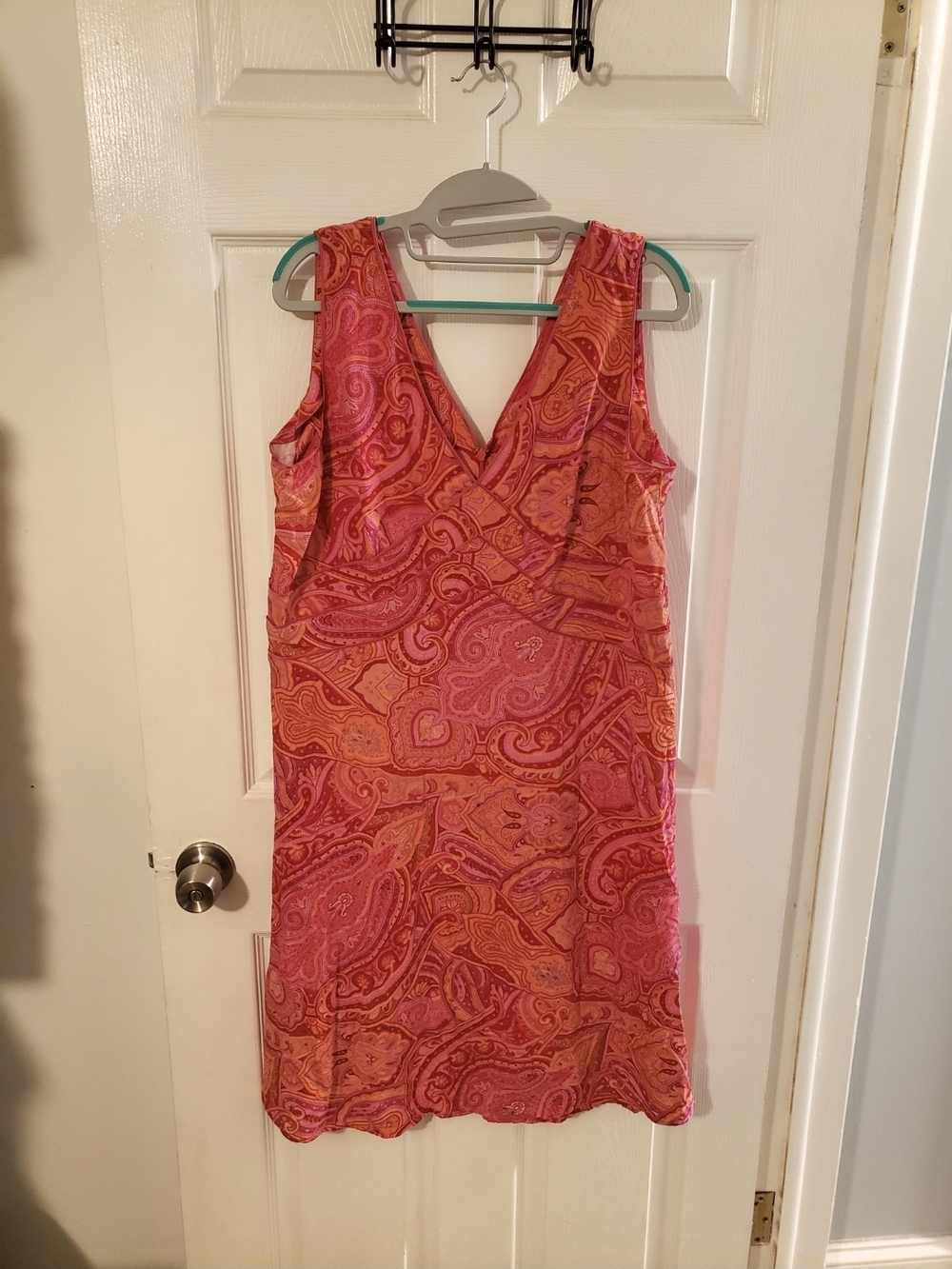 Vintage 100% SILK Liz Claiborne Pink Paisley Midi Dress 16